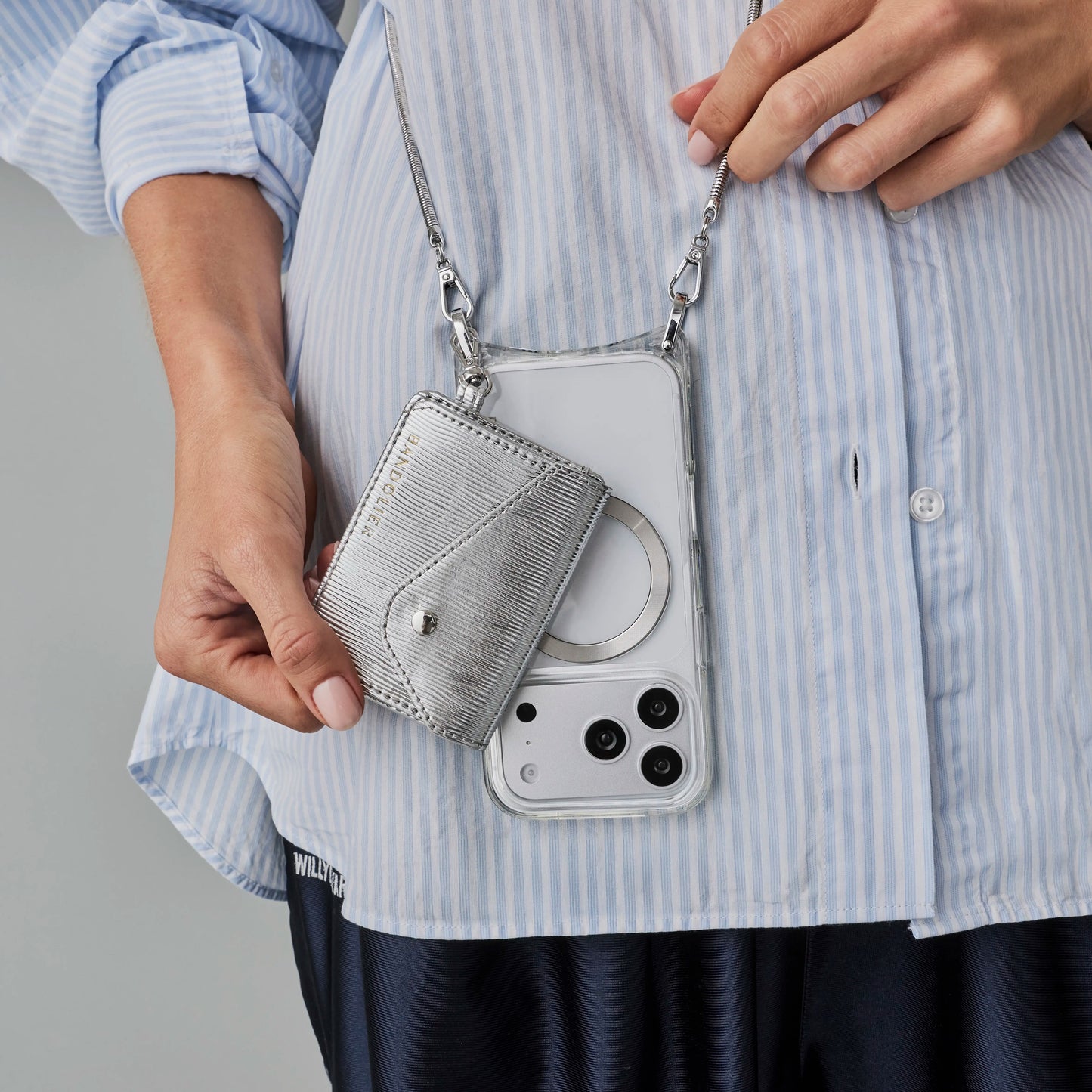 Add-on Magnet Wallet Wavy Silver Wave/Silver