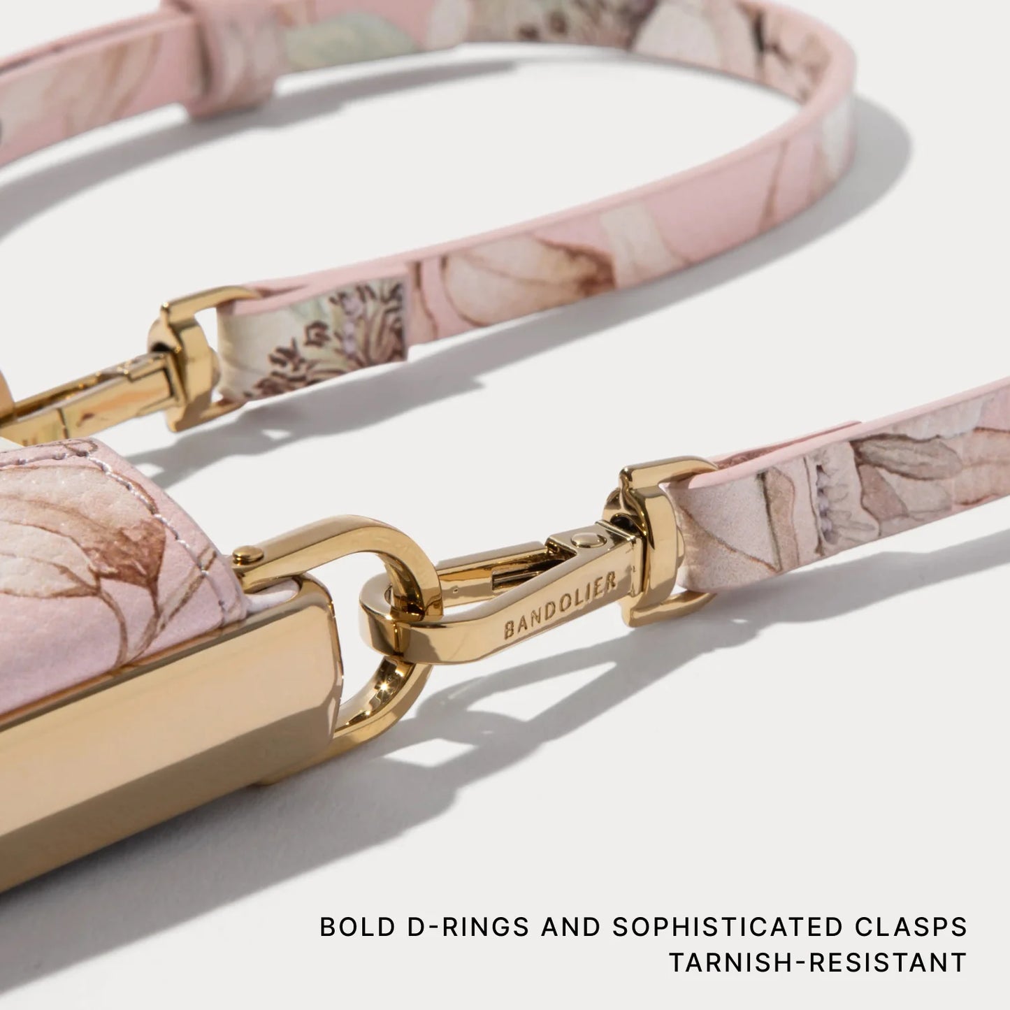 Donna Chrome Crossbody Phone Case - Ceci Pink Floral/Chrome Gold