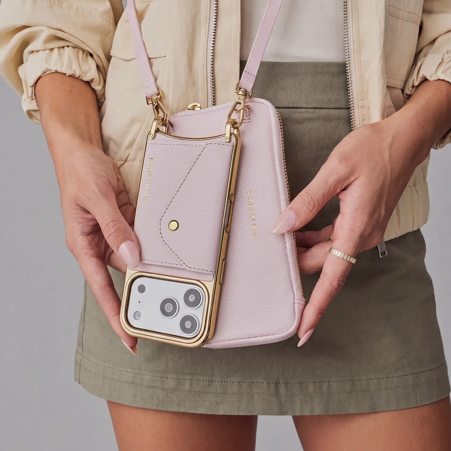 Expanded Zip Pouch - Pink Wave/Gold