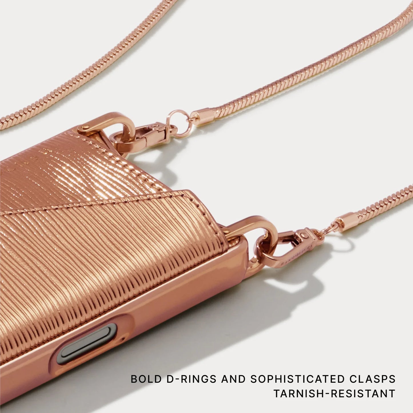 Gia Chrome Crossbody Phone Case - Rose Gold Wave/Chrome Rose Gold