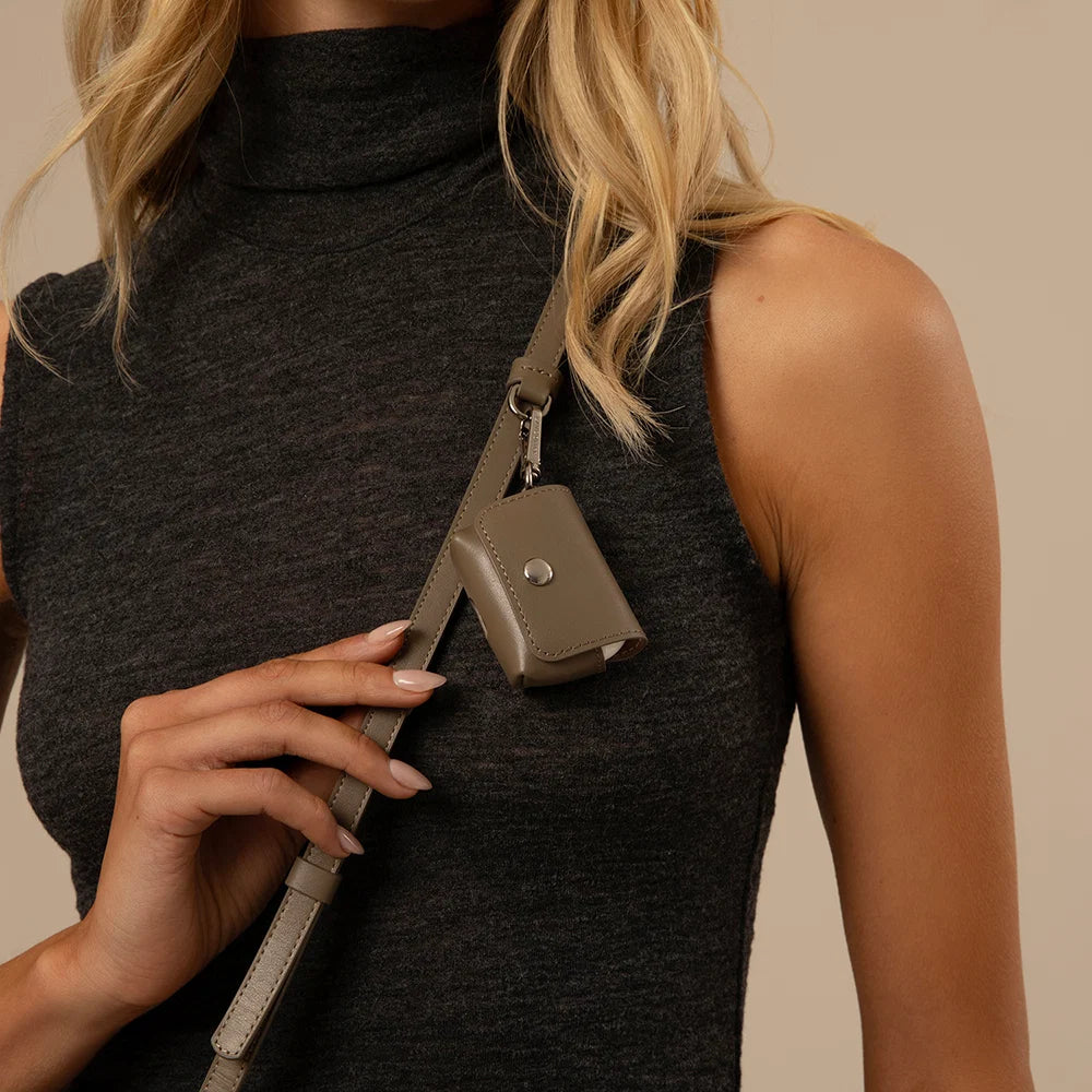 Avery AirPods Clip-On Pouch - Warm Gray/Antique Silver
