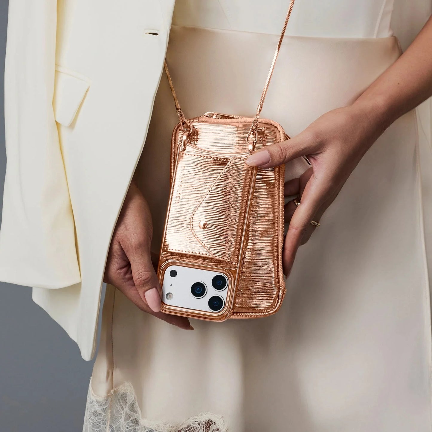Expanded Zip Pouch - Rose Gold Wave/Rose Gold