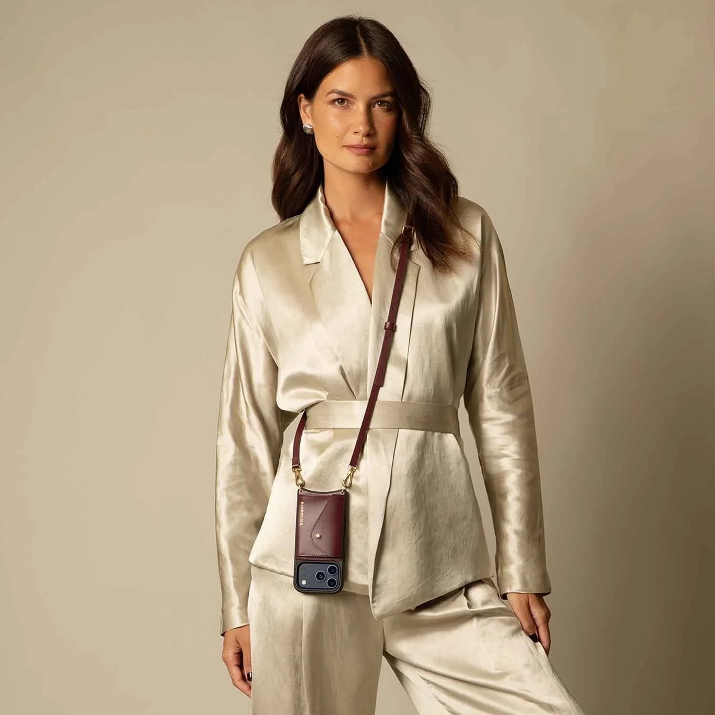 Donna Crossbody Phone Case - Wine/Gold