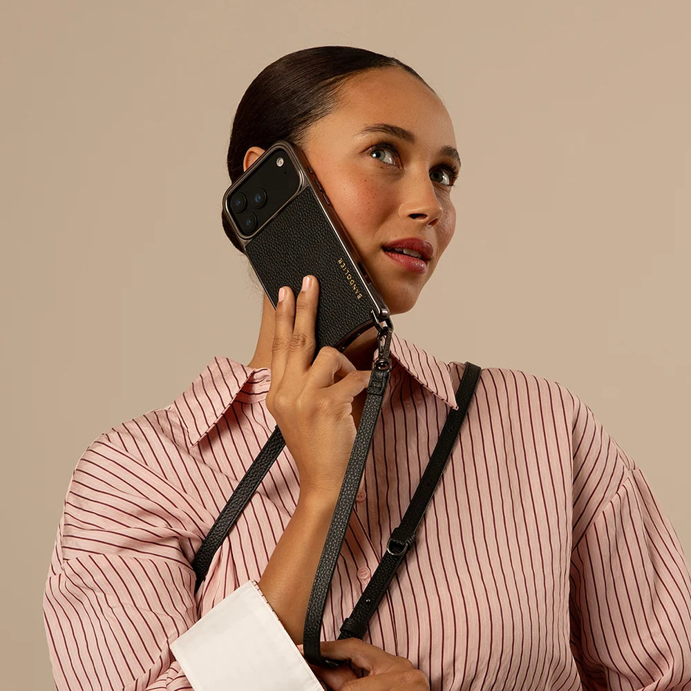 Rayna Chrome Crossbody Phone Case - Black/Pewter