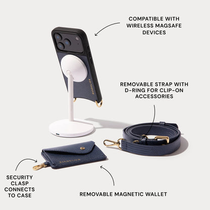Remi Magnet Wallet Crossbody Phone Case - Indigo/Gold