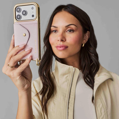 Donna Chrome Crossbody Phone Case - Pink Wave/Chrome Gold
