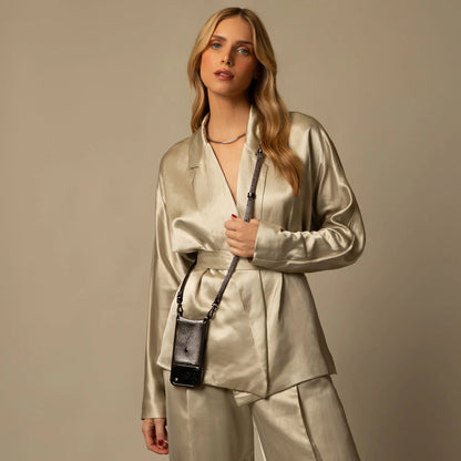 Donna Crossbody Phone Case - Metallic Chrome/Pewter