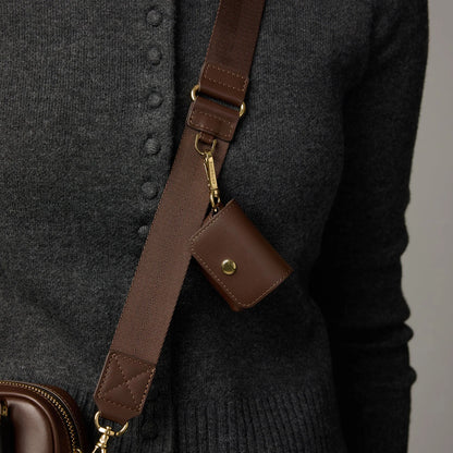 Avery AirPods Clip-On Pouch - Espresso Brown/Gold