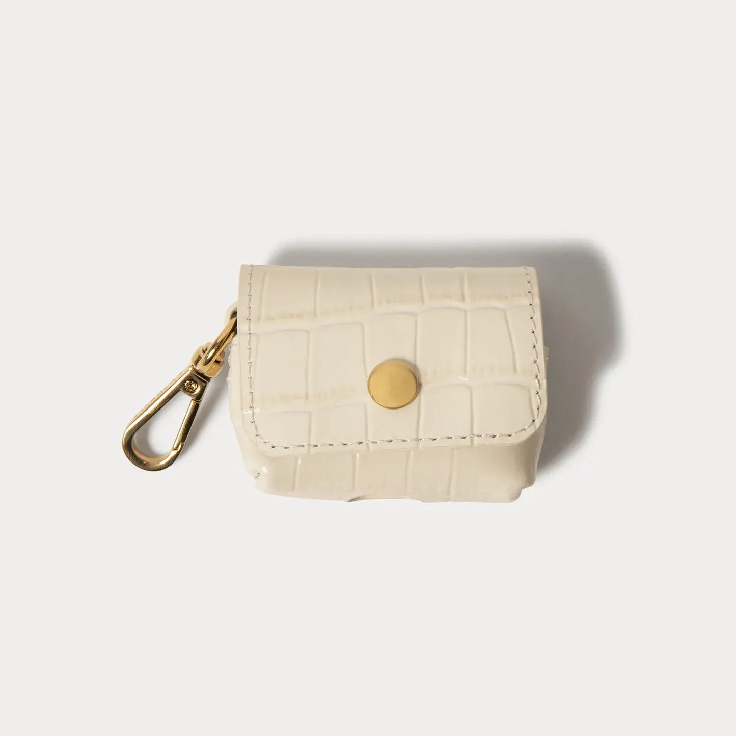 Avery AirPods Clip-On Pouch - Ivory Croc/Gold