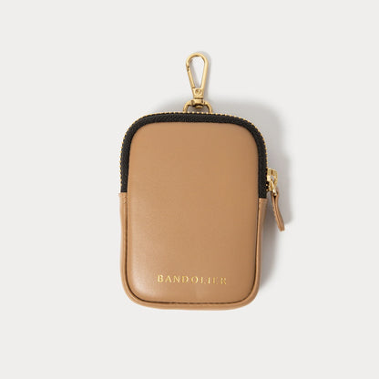 Mini Zip Clip-On Pouch - Tan/Gold