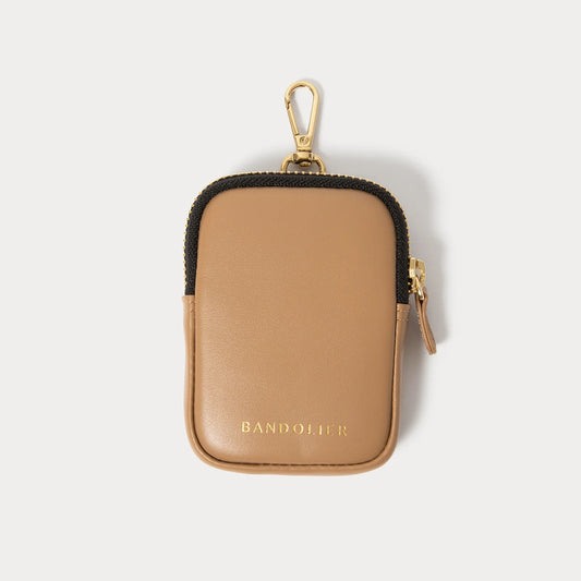 Mini Zip Clip-On Pouch - Tan/Gold