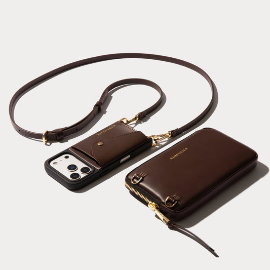 Donna Pouch Set - Espresso Brown/Gold