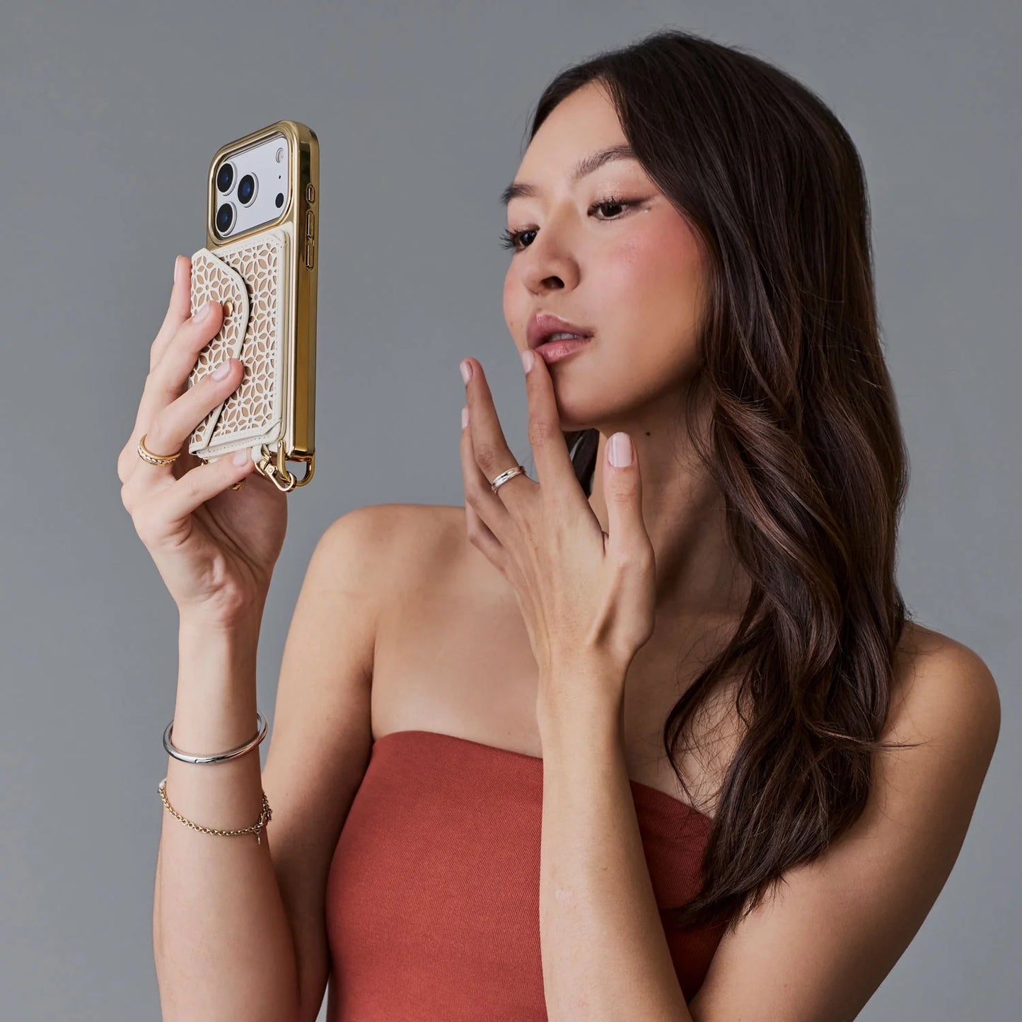 Mira Chrome Magnet Wallet Crossbody Phone Case