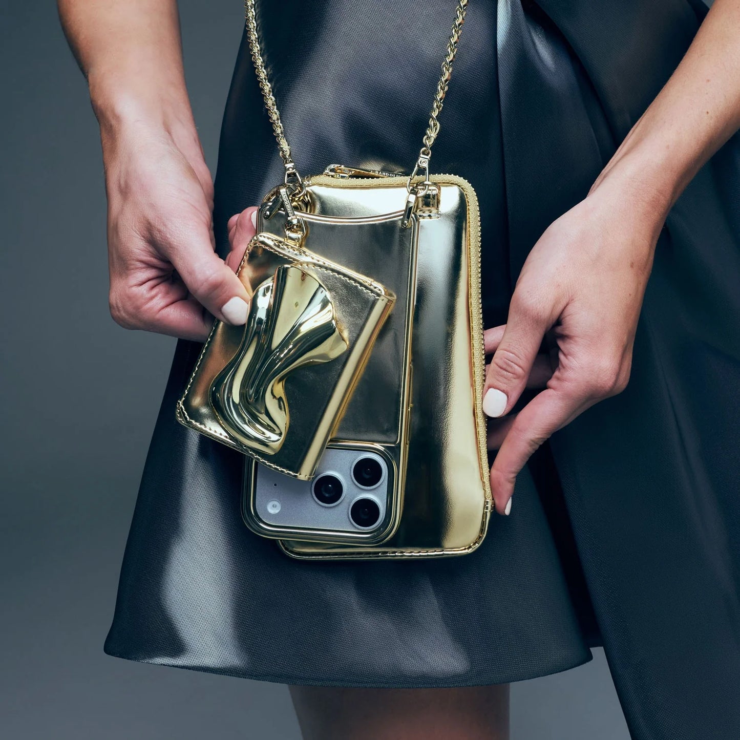 Kate Zipper Pouch - Gold Patent/Gold