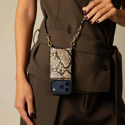 Donna Crossbody Phone Case - Grey Snake/Gold