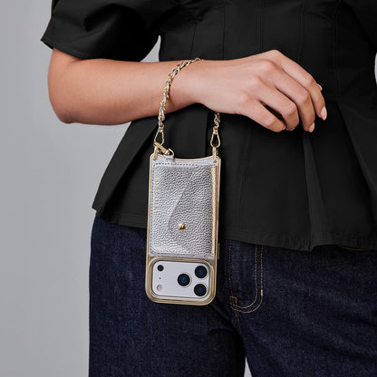 Rae Magnet Duet Wallet Crossbody Phone Case - Metallic Silver/Chrome Gold