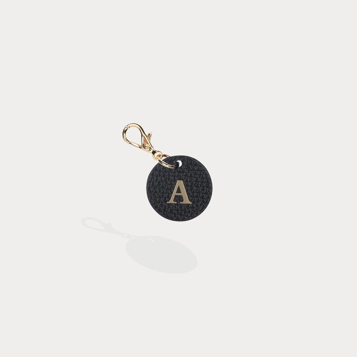 Round Leather Initial Charm