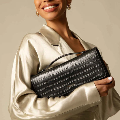 Maeve Bag - Black Croc/Gold