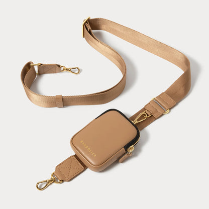 Mini Zip Clip-On Pouch - Tan/Gold