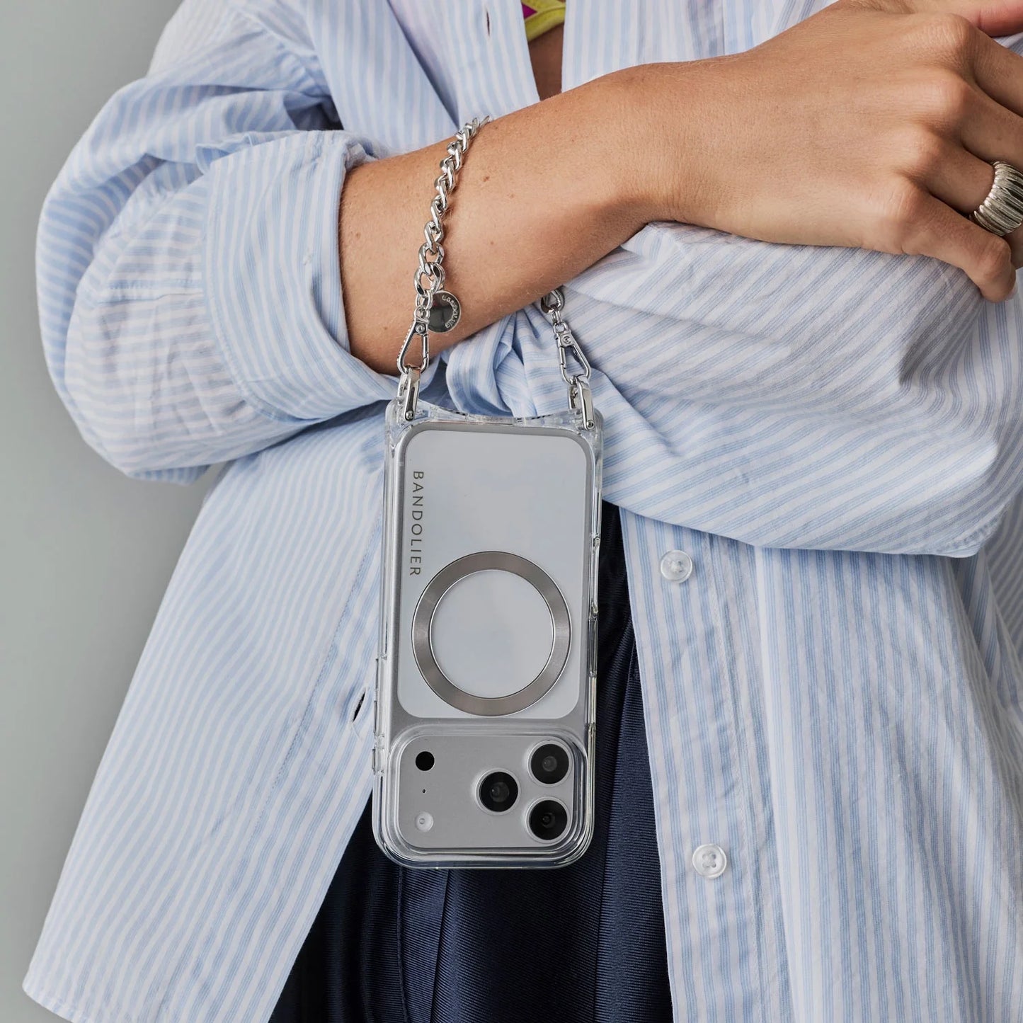 Palmer Magnet Duet Crossbody Phone Case - Clear/Silver
