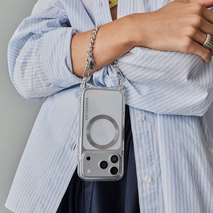 Palmer Magnet Duet Crossbody Phone Case - Clear/Silver