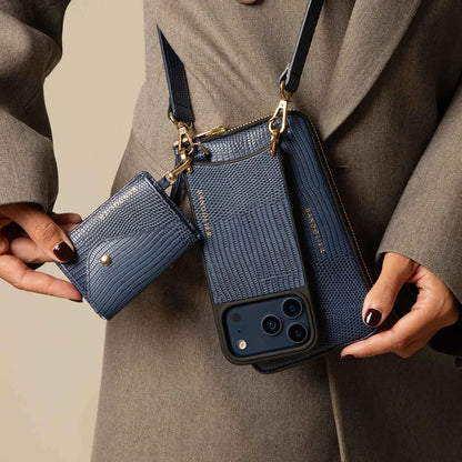Expanded Zip Pouch - Indigo/Gold