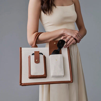 Dillon Book Tote - Cream Sienna/Gold