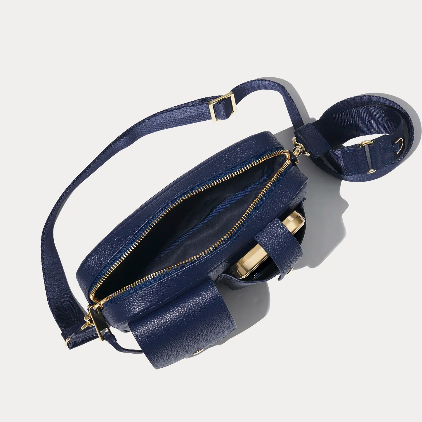 Dillon Dual Pocket Crossbody Bag - Navy/Gold