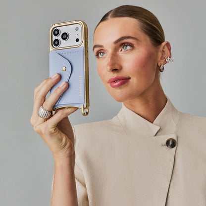 Donna Chrome Crossbody Phone Case - Periwinkle Wave/Chrome Gold
