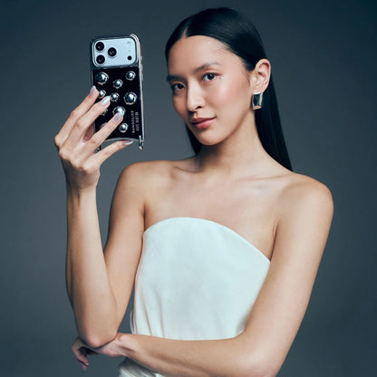 Charlie Wristlet Phone Case -  Black Patent/Silver
