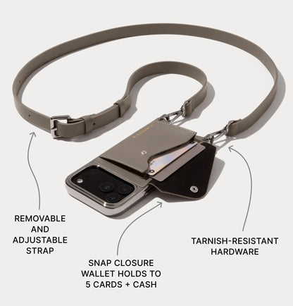 Hailey Chrome Crossbody Phone Case - Chrome Warm Gray/Antique Silver
