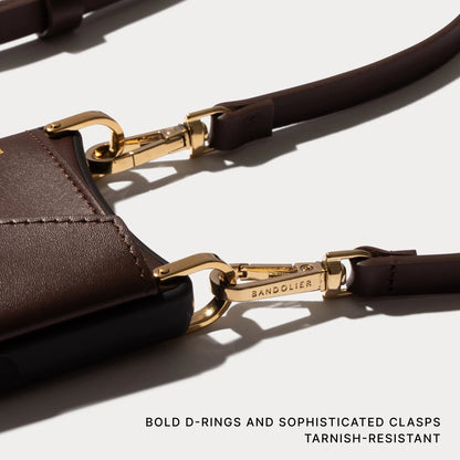 Donna Crossbody Phone Case - Espresso Brown/Gold