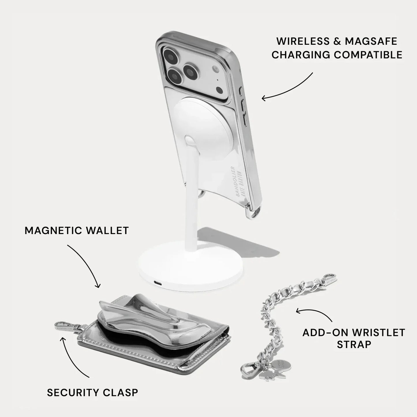 Kaia Wristlet Phone Case - Silver/Chrome Silver