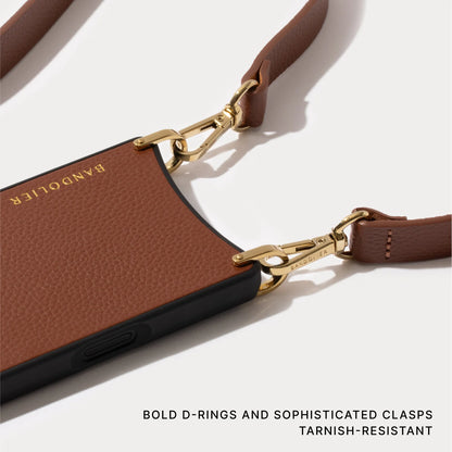 Remi Magnet Wallet Crossbody Phone Case - Cognac/Gold