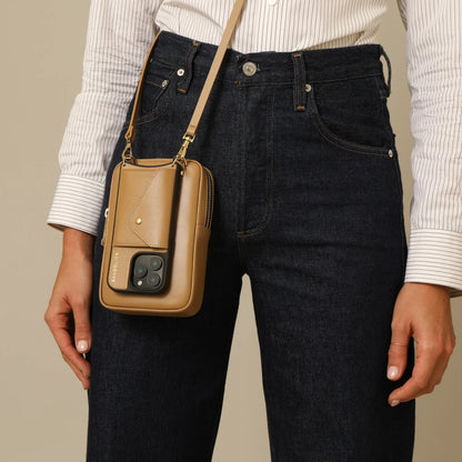 Large Expanded Pouch - Tan/Gold