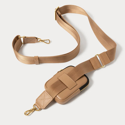 Mini Zip Clip-On Pouch - Tan/Gold