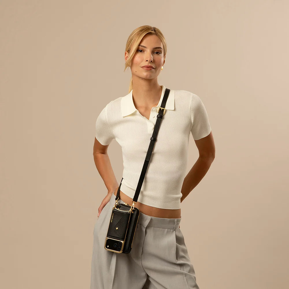 Hailey Pouch Set - Chrome Black/Gold