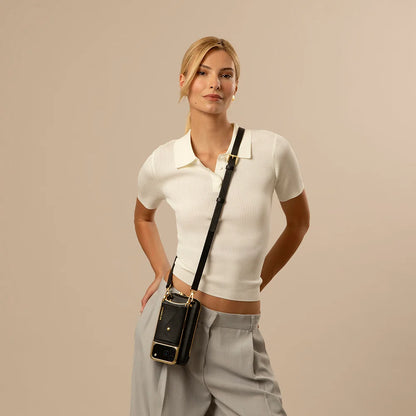 Hailey Pouch Set - Chrome Black/Gold
