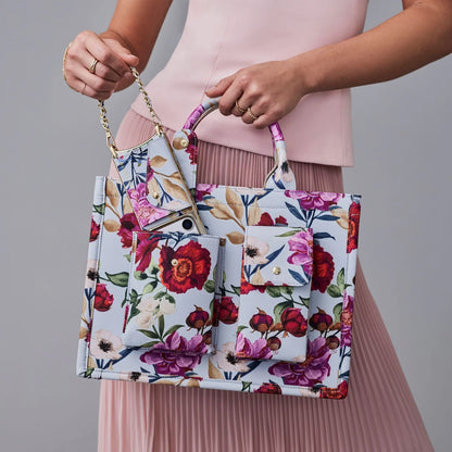 Book Tote - Ceci Blue Floral/Gold