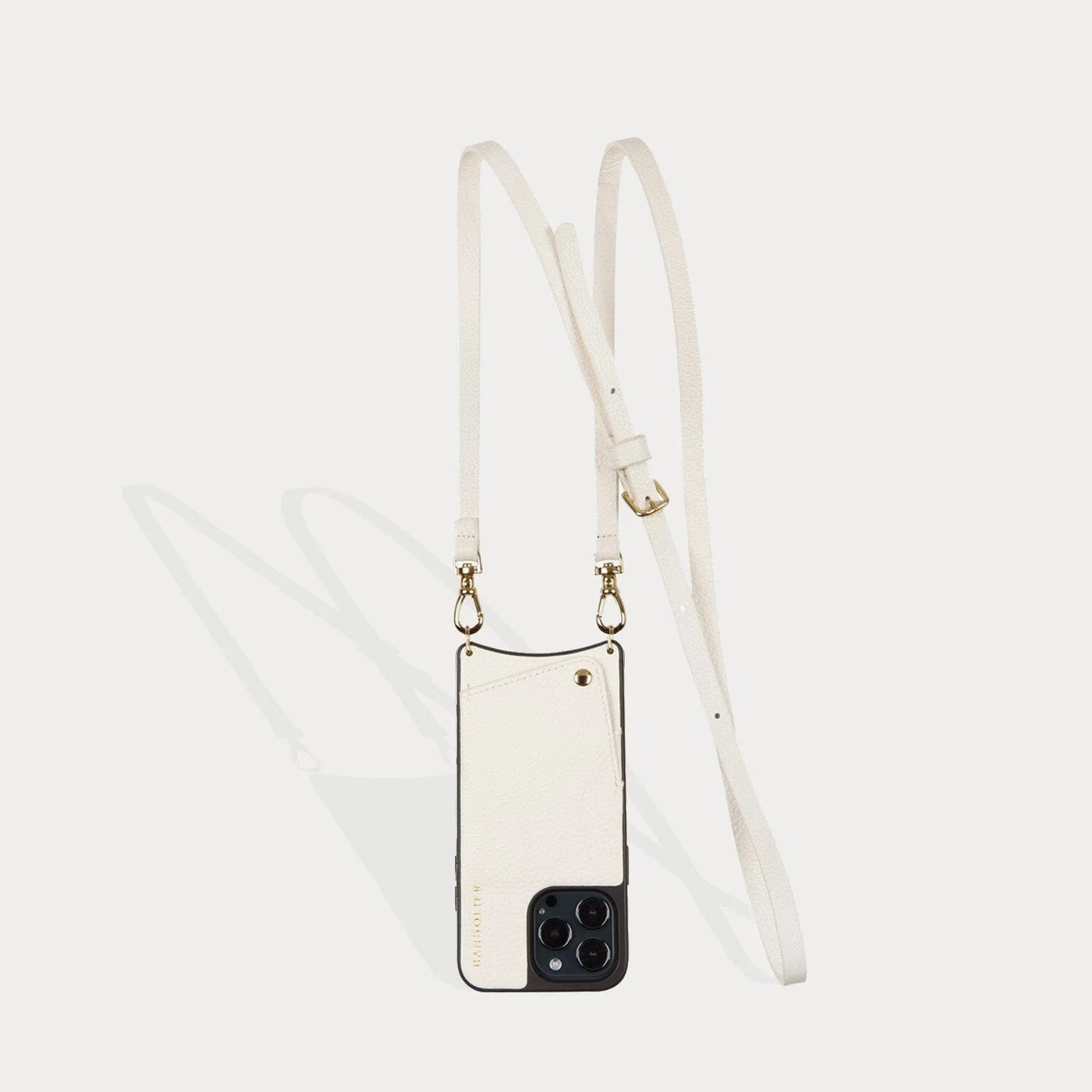 Emma Pebble Leather Crossbody Bandolier - Ivory/Gold