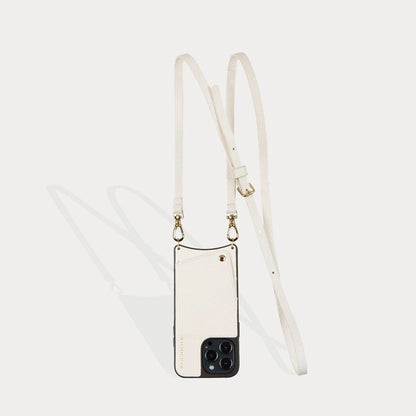 Emma Pebble Leather Crossbody Bandolier - Ivory/Gold