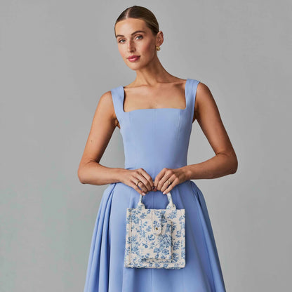 Small Dillon Book Tote - Chambray Toile/Gold
