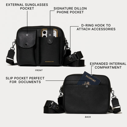 Dillon Dual Pocket Crossbody Bag - Black/Pewter