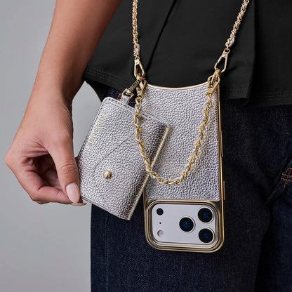 Rae Magnet Duet Wallet Crossbody Phone Case - Metallic Silver/Chrome Gold