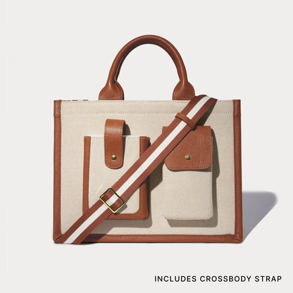Dillon Book Tote - Cream Sienna/Gold