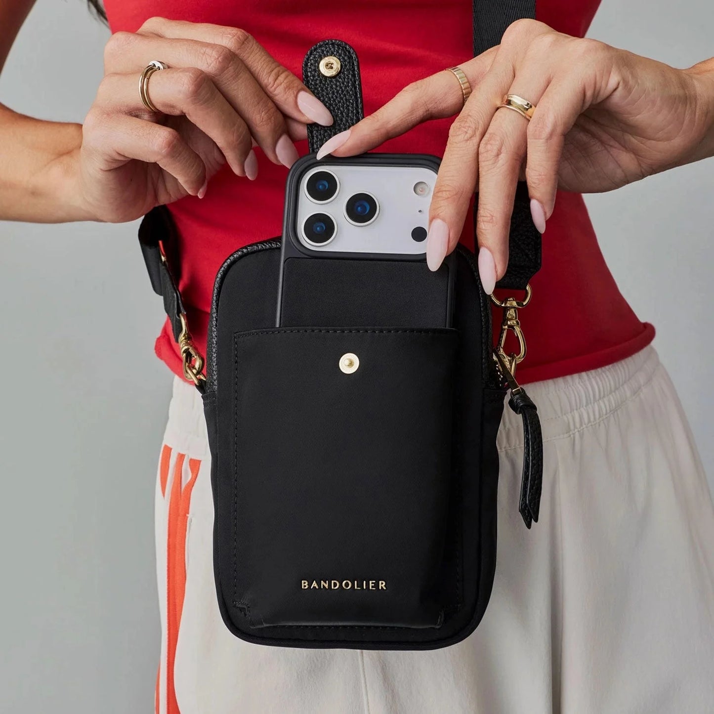Dillon Nylon Crossbody Bag - Black/Gold