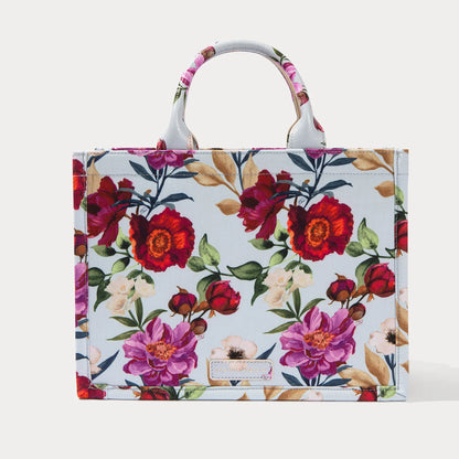 Book Tote - Ceci Blue Floral/Gold