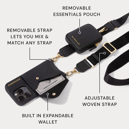 Bodie Crossbody with Mini Zip Pouch- Black/Gold
