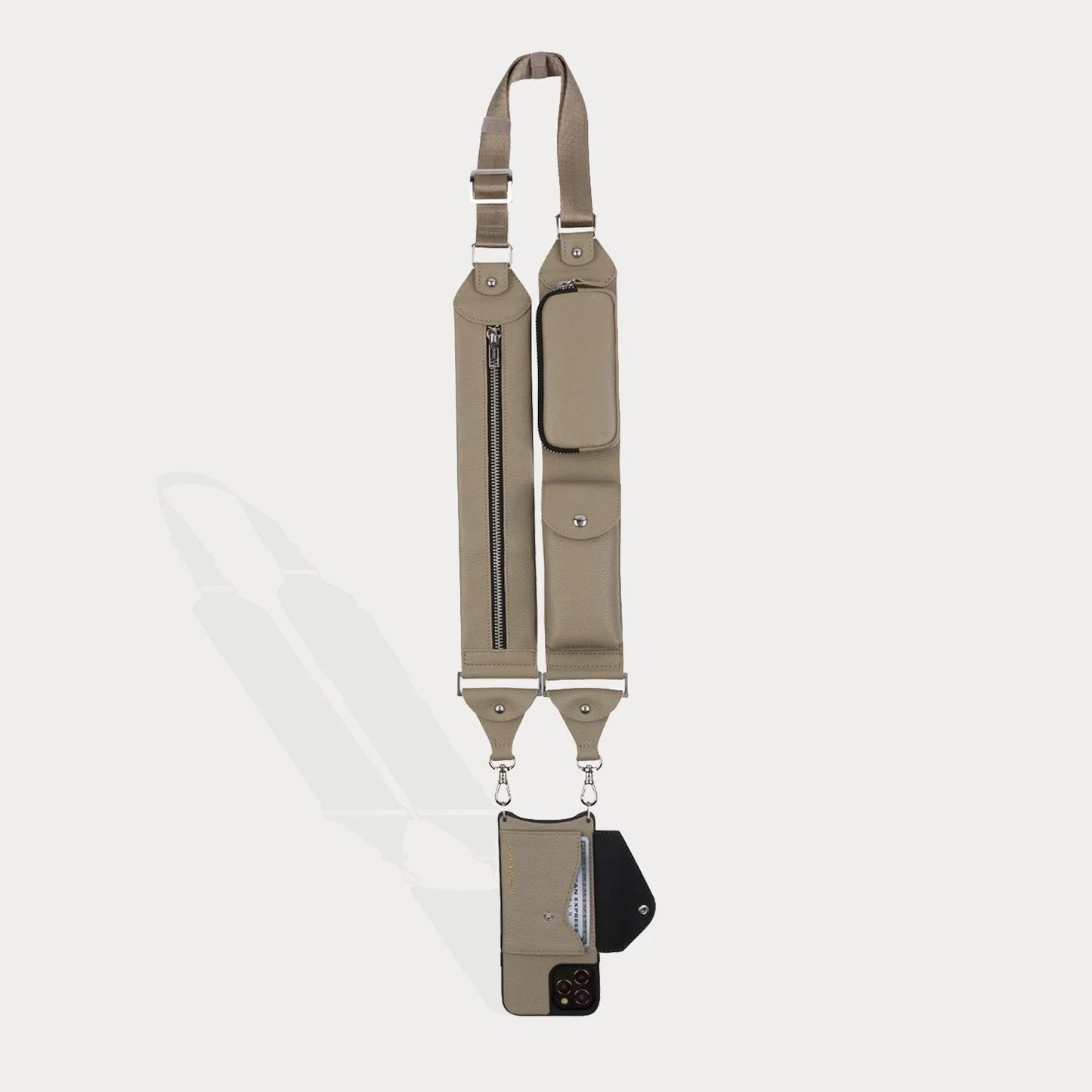 Billie Utility Crossbody with Case - Greige/Silver