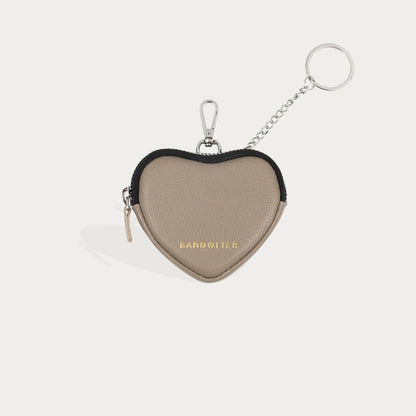 Mini Heart Pouch - Greige/Silver